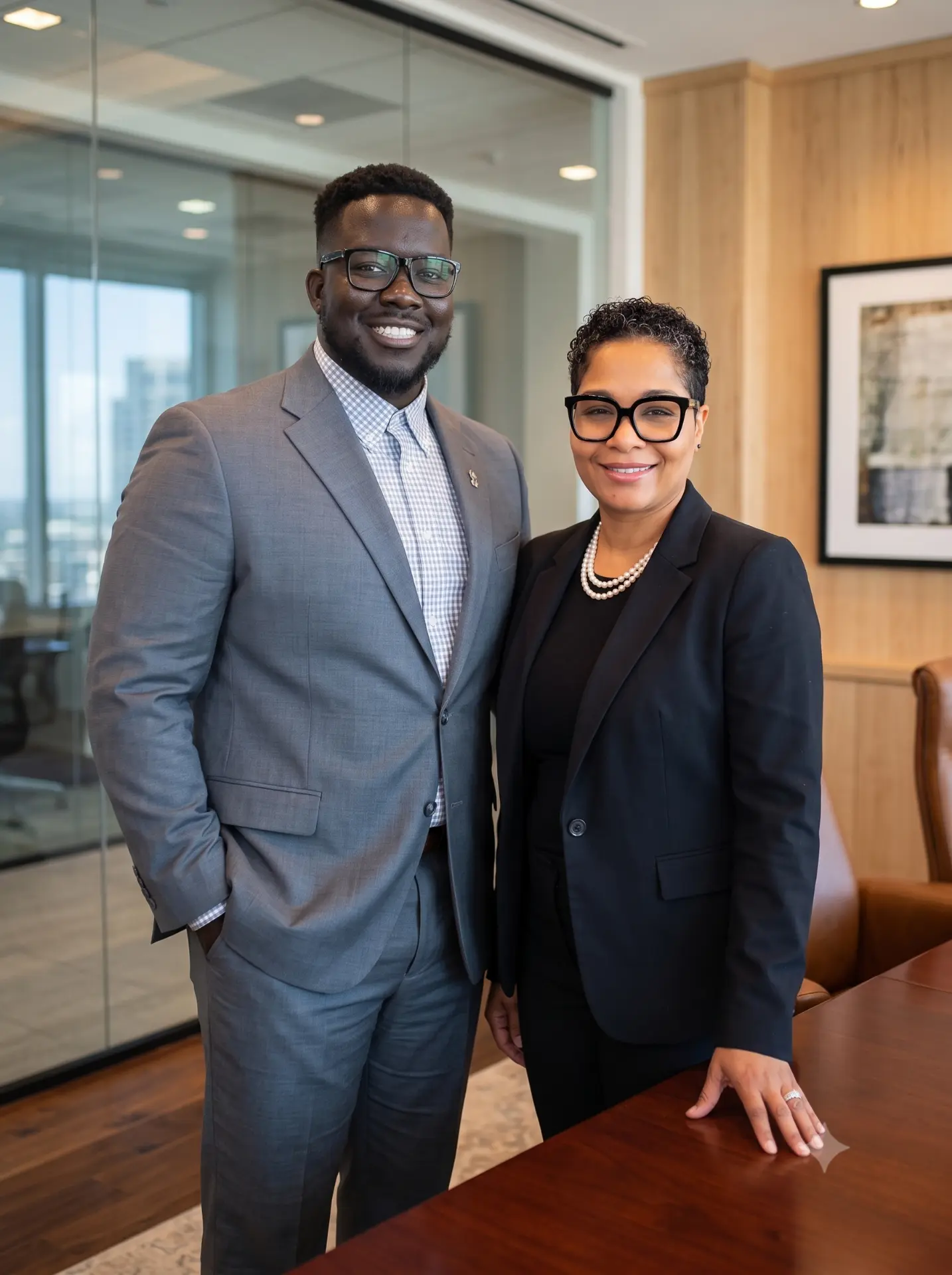 Co-founders Mark Thompson and LaToya Nelson-Piccott together in a boardroom